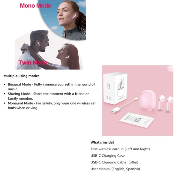 🆕WIRELESS EARBUDS! PORTABLE, EASY TO USE, NOISE CANCEL, & MORE! COLOR: P… - Picture 10 of 16